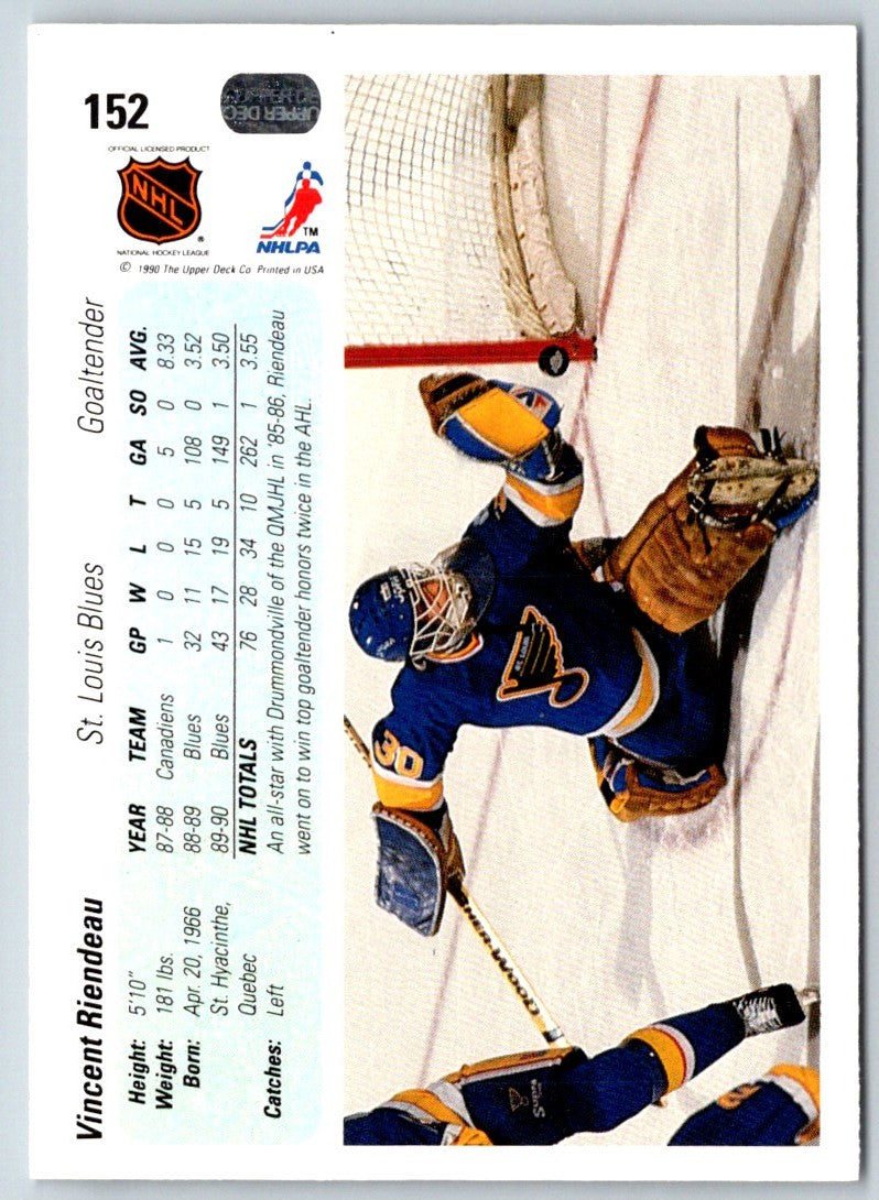 1990 Upper Deck Vincent Riendeau