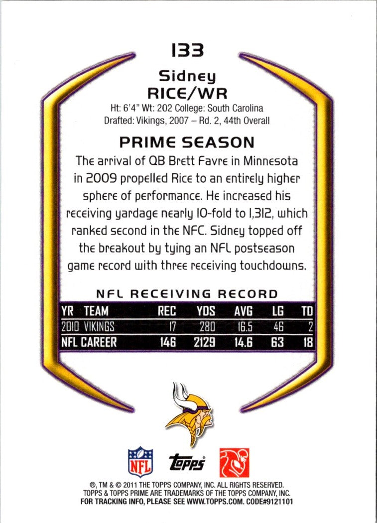 2011 Topps Prime Sidney Rice
