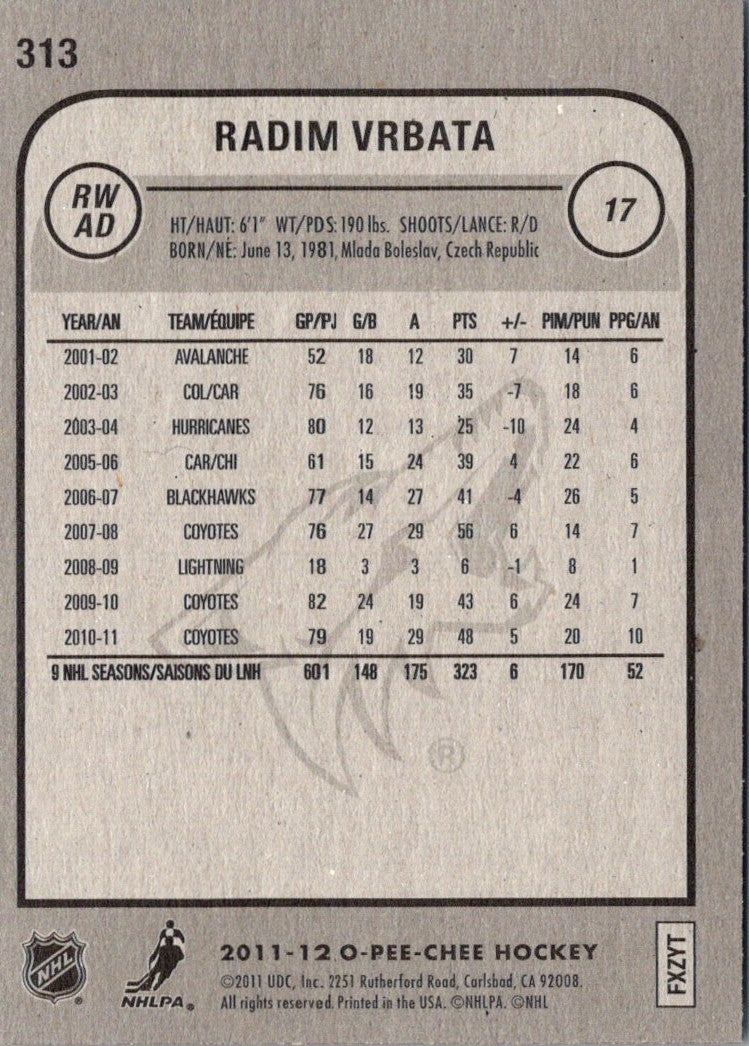 2011 O-Pee-Chee Radim Vrbata