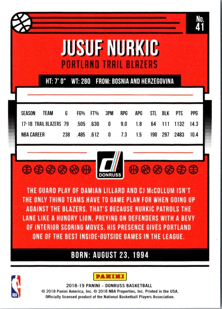 2018 Donruss Jusuf Nurkic