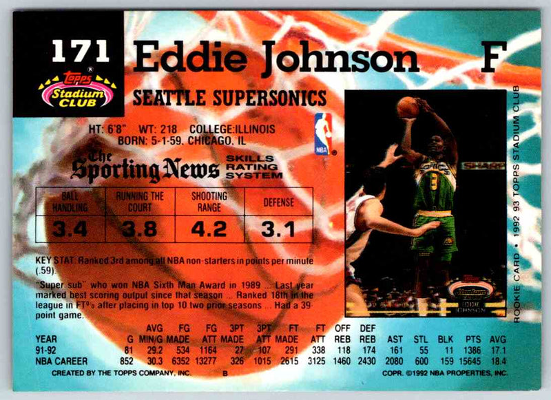 1992 Stadium Club Eddie Johnson