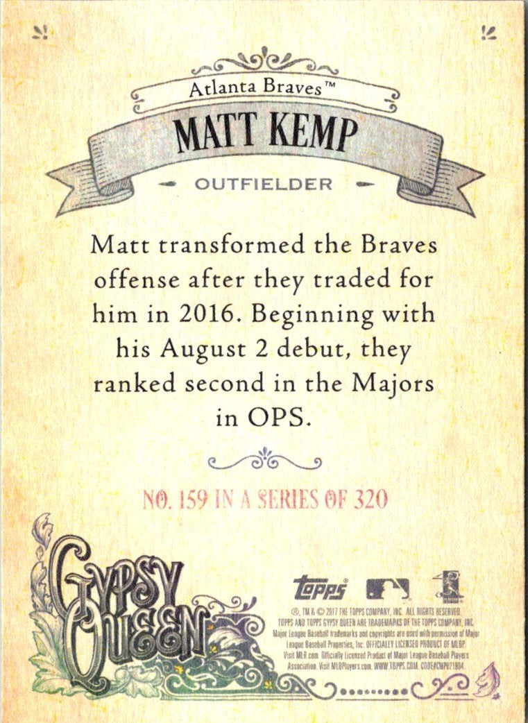 2017 Topps Gypsy Queen Matt Kemp