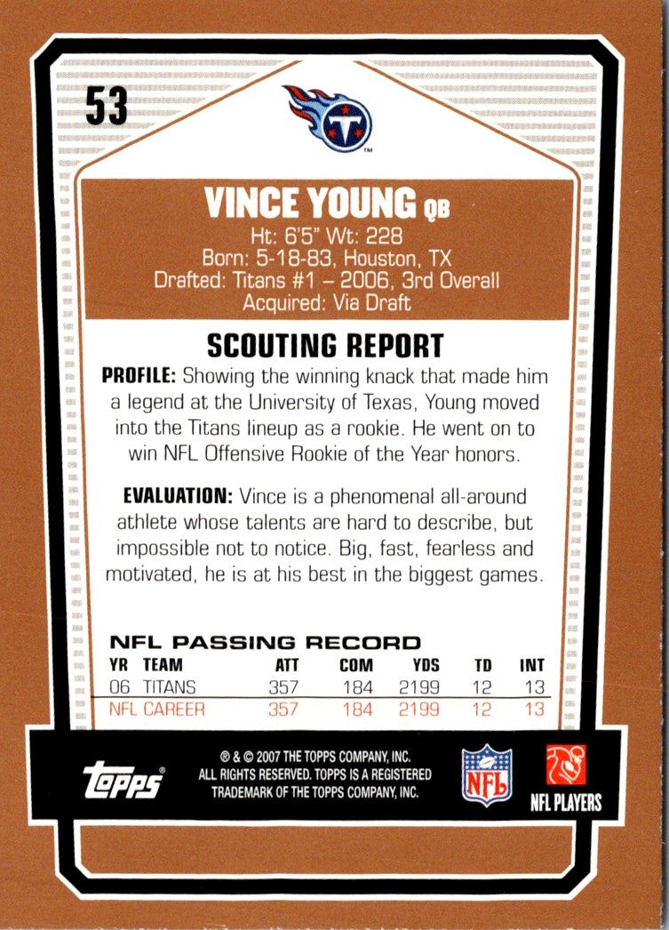 2007 Topps Draft Picks & Prospects Vince Young