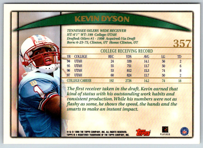 1998 Topps Kevin Dyson