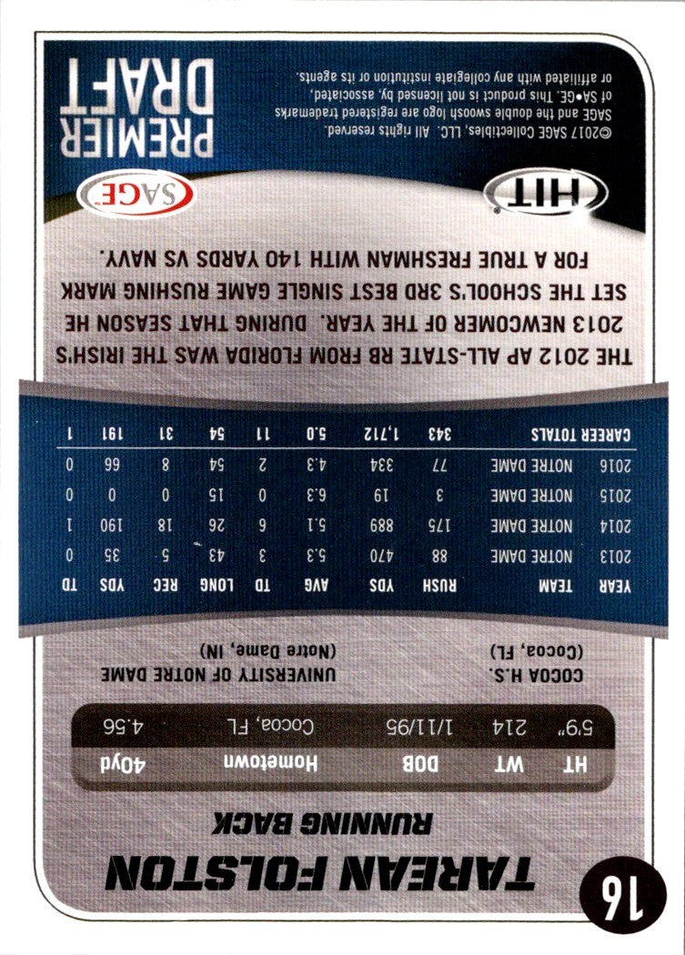 2017 SAGE HIT Tarean Folston