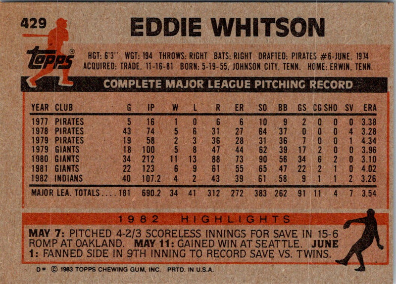 1983 Topps Eddie Whitson