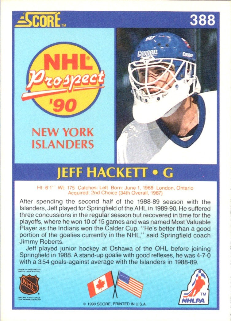 1990 Score Jeff Hackett