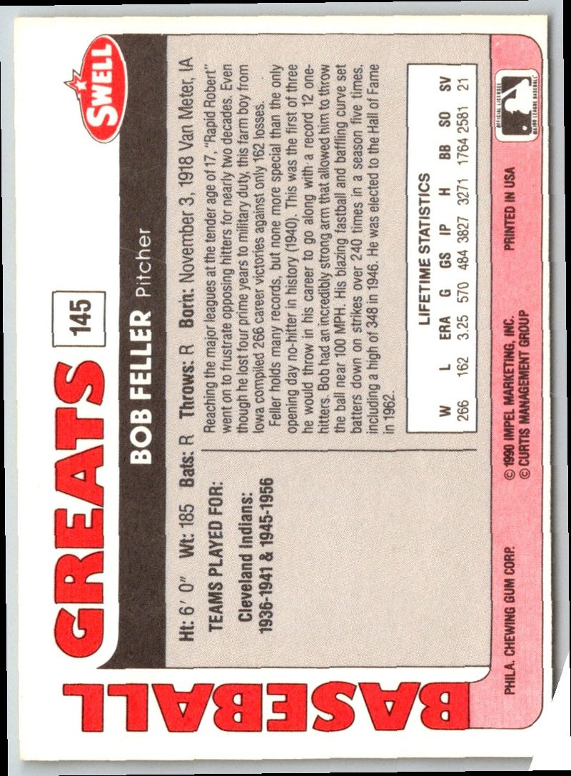 1991 Swell Baseball Greats Bob Feller