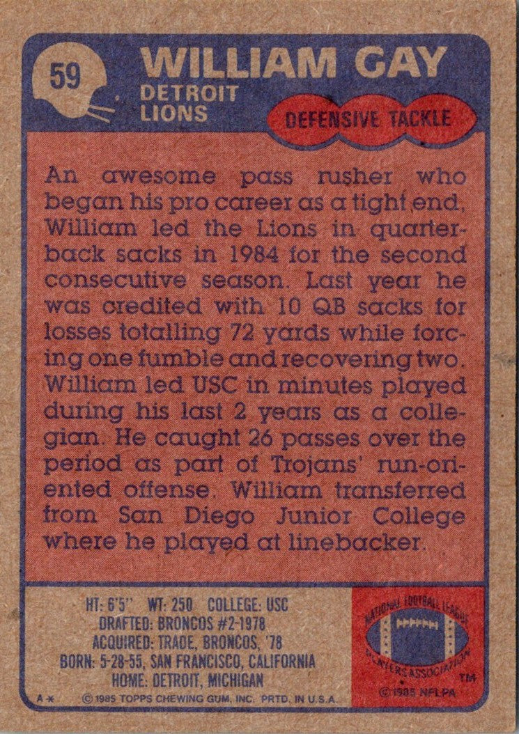 1985 Topps William Gay