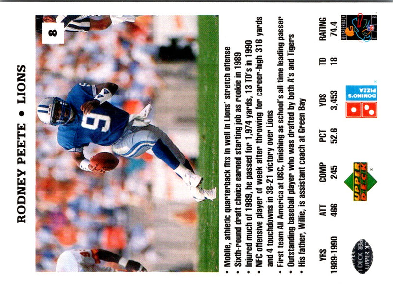 1991 Domino's The Quarterbacks Rodney Peete