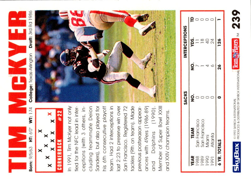 1992 SkyBox Impact Tim McKyer