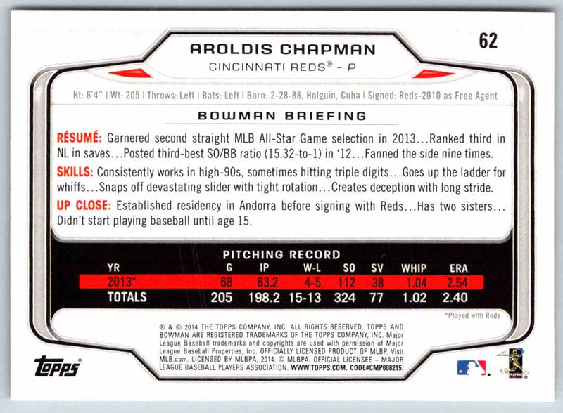 2014 Bowman Aroldis Chapman