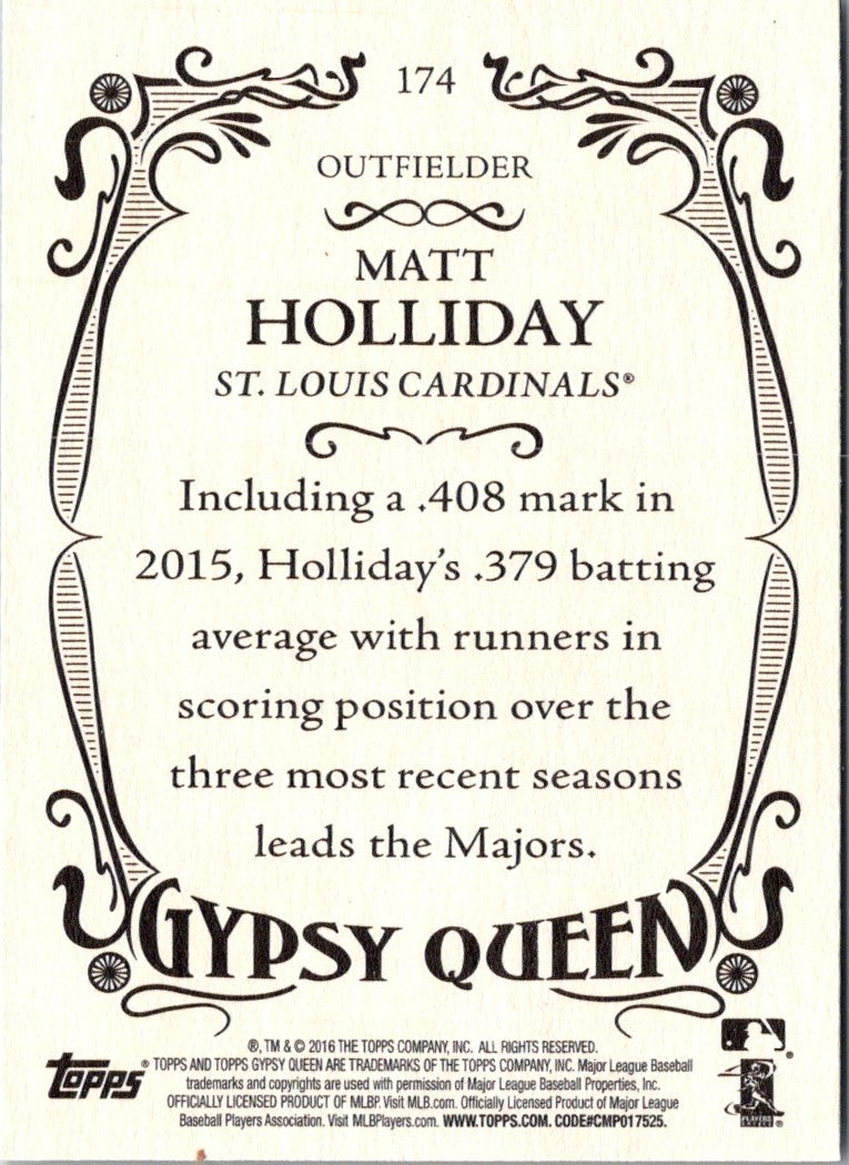 2016 Topps Gypsy Queen Matt Holliday