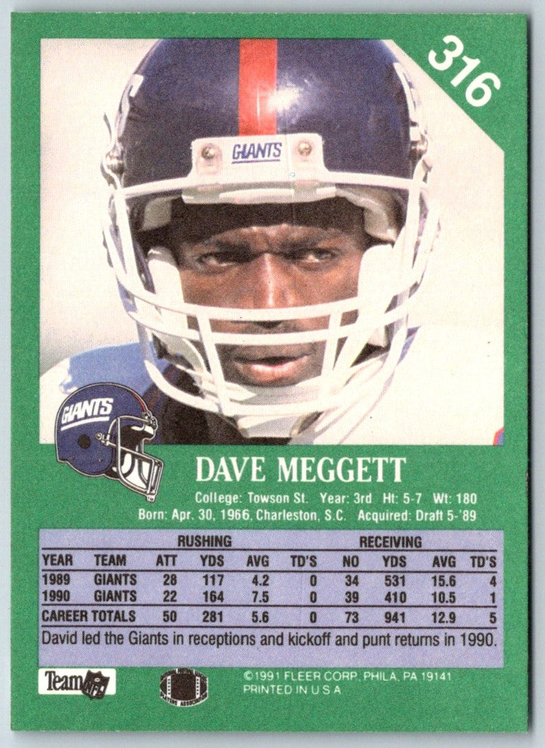1991 Fleer Dave Meggett