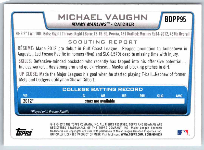 2012 Bowman Michael Vaughn