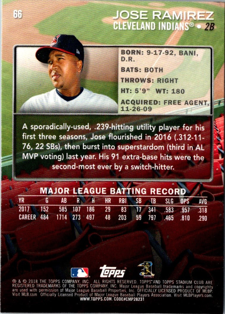 2018 Stadium Club Jose Ramirez