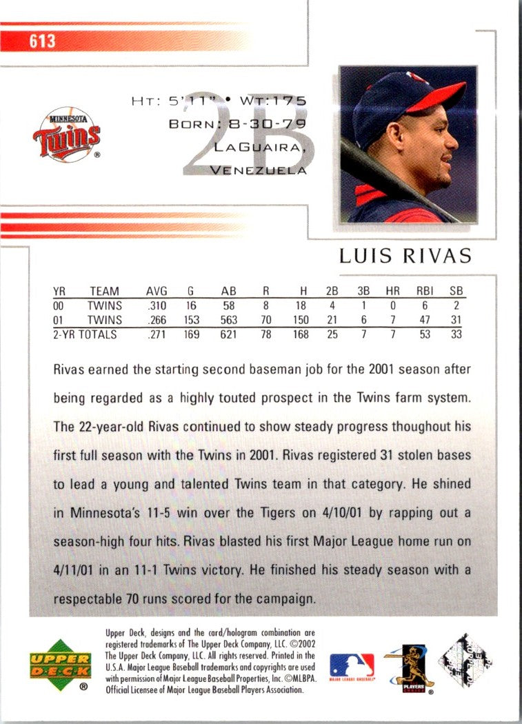 2002 Upper Deck Luis Rivas