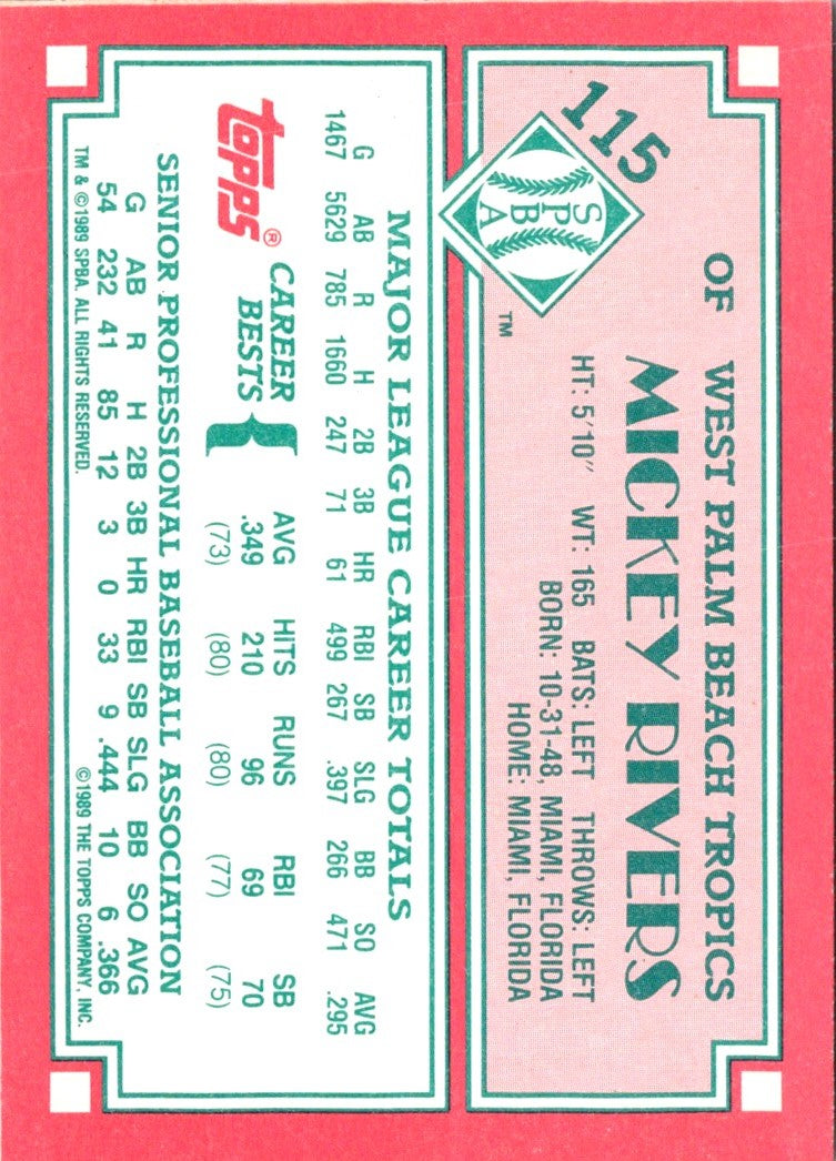 1989 Topps Senior League Mickey Rivers