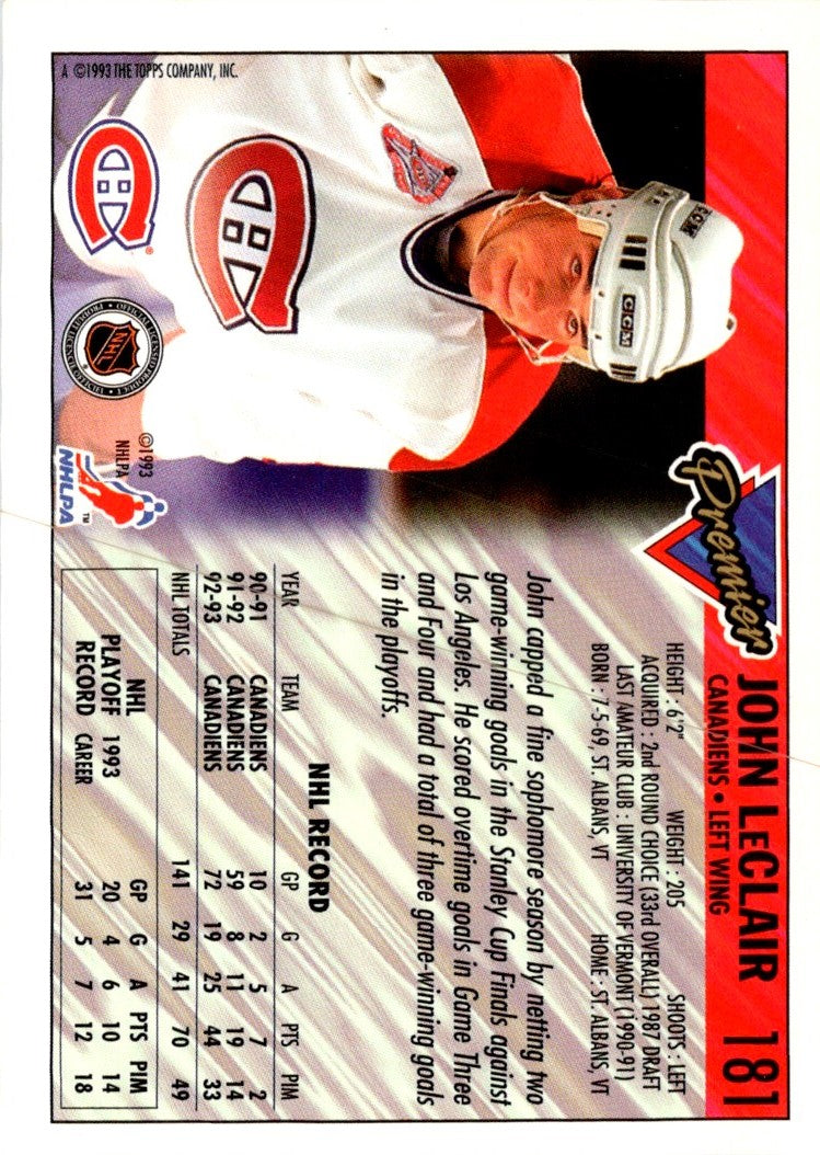 1993 Topps Premier John LeClair