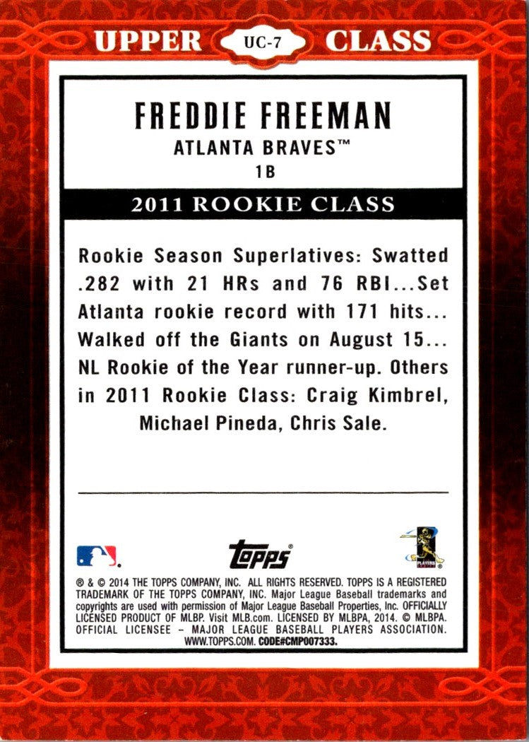 2014 Topps Upper Class Freddie Freeman