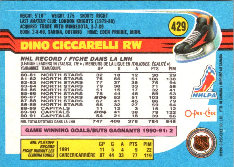 1991 O-Pee-Chee Dino Ciccarelli