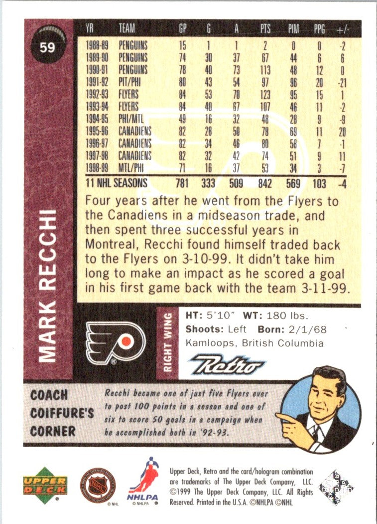 1999 Upper Deck Retro Mark Recchi