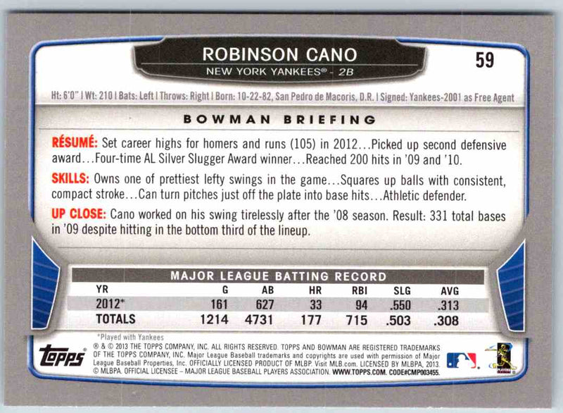 2013 Bowman Robinson Cano