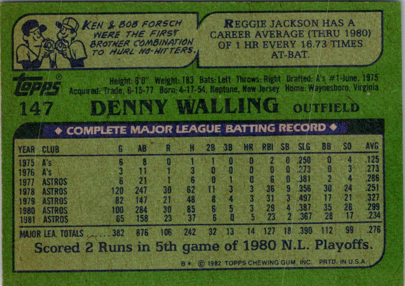 1982 Topps Denny Walling