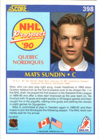 1990 Score Mats Sundin #398 Rookie