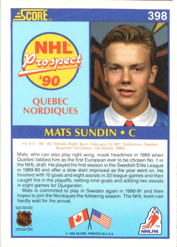 1990 Score Mats Sundin