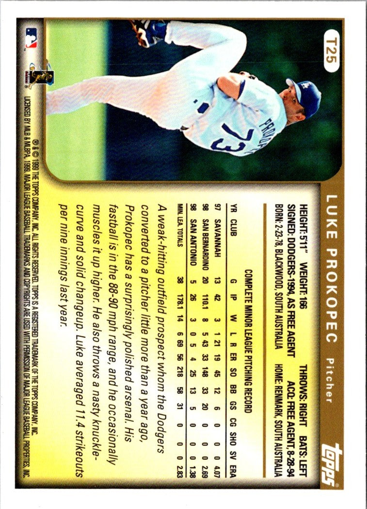 1999 Topps Traded Rookies Luke Prokopec