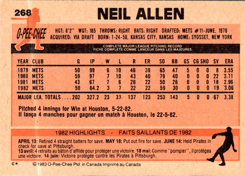 1983 O-Pee-Chee Neil Allen