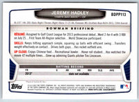 2013 Bowman Jeremy Hadley #BDPP113