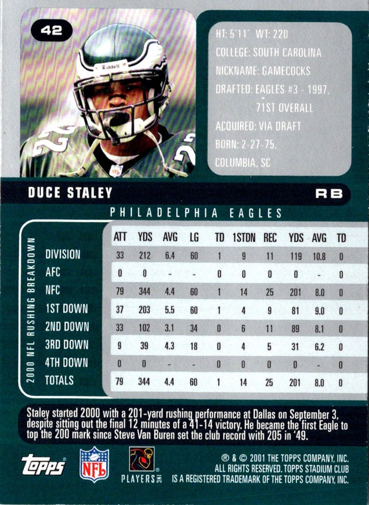 2001 Stadium Club Duce Staley