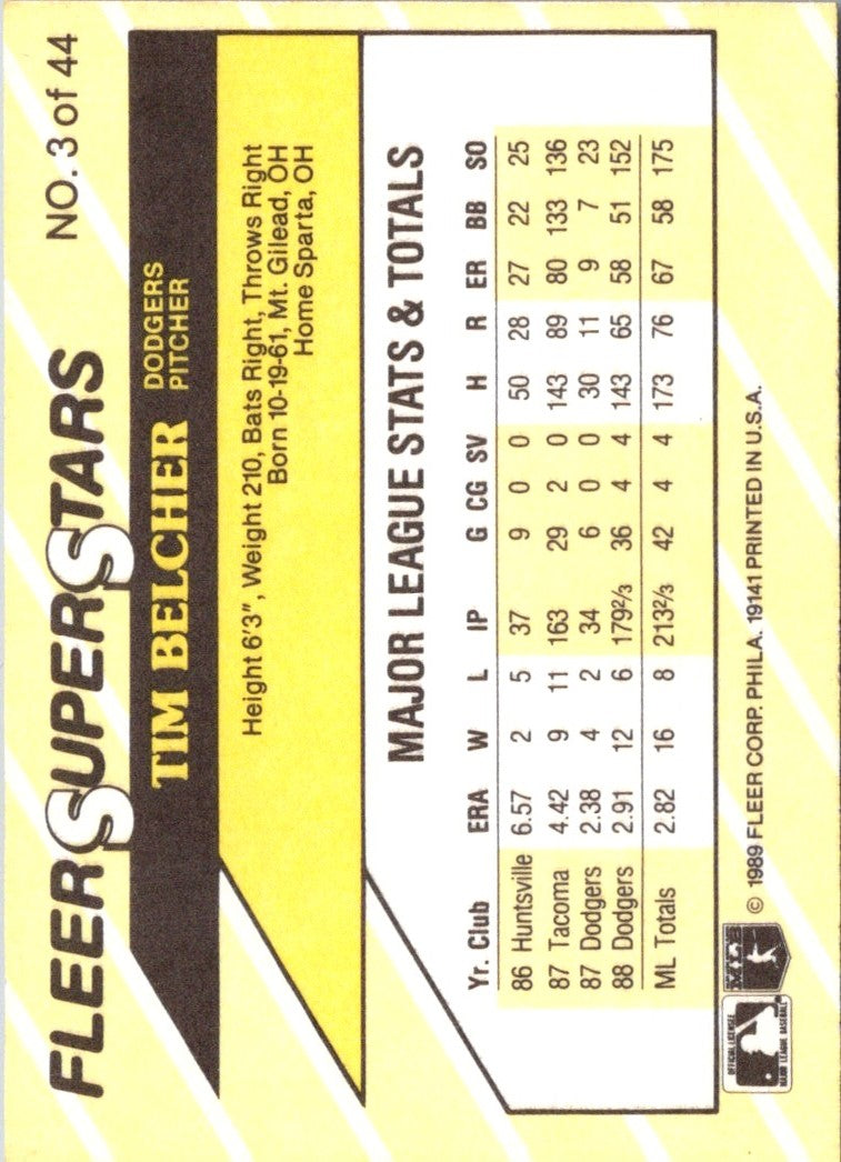 1989 Fleer SuperStars Tim Belcher