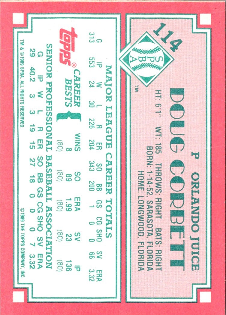 1989 Topps Senior League Doug Corbett