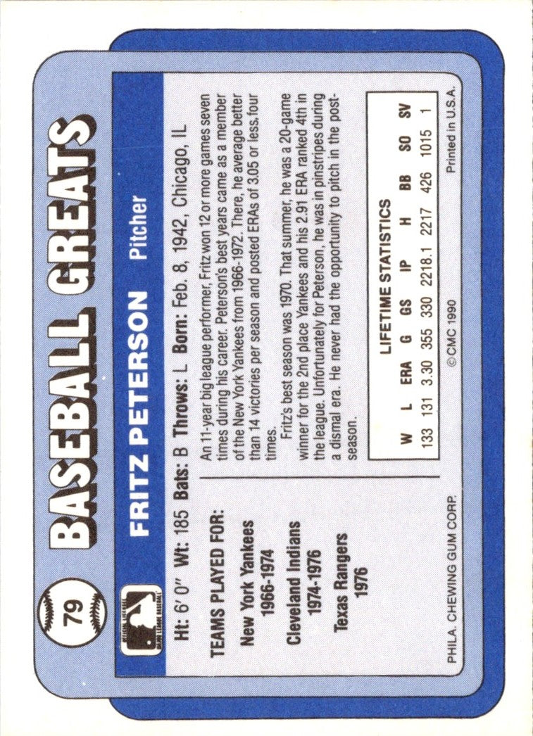 1990 Swell Baseball Greats Fritz Peterson