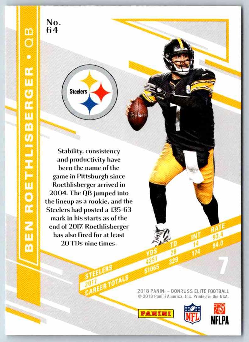 2018 Donruss Elite Ben Roethlisberger