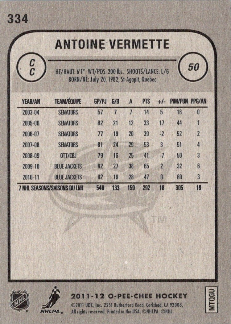 2011 O-Pee-Chee Antoine Vermette