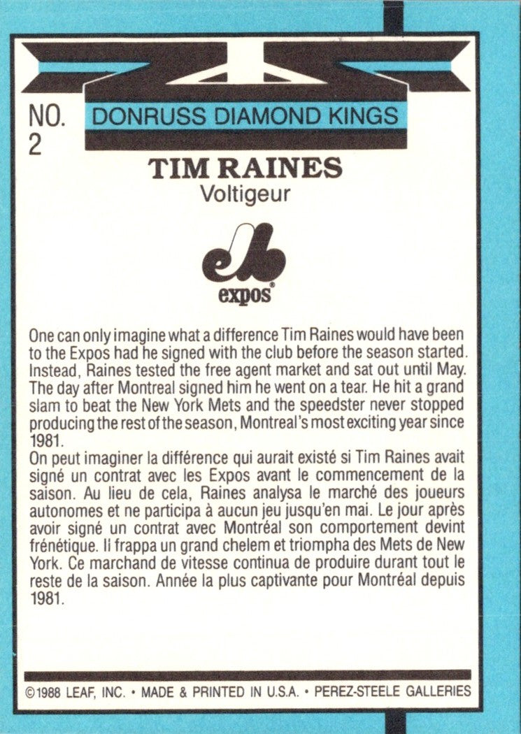 1988 Leaf Tim Raines