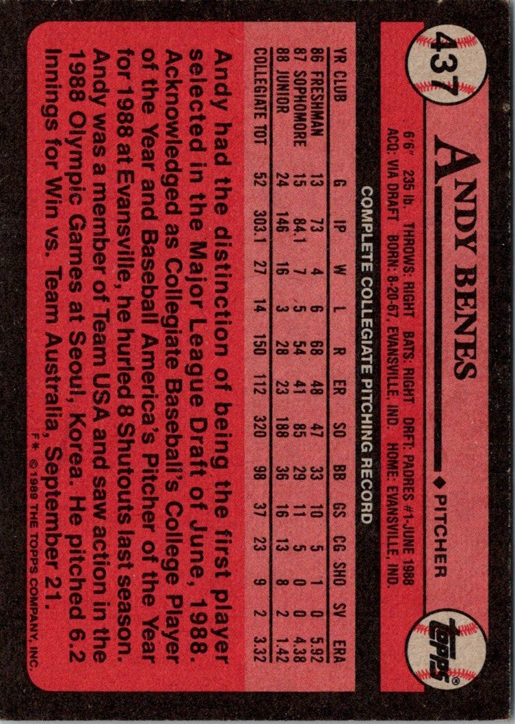 1989 Topps Andy Benes