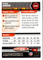 2003 Topps Total Chris Simms #525 Rookie