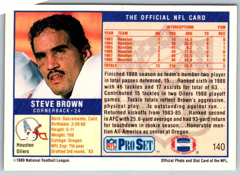 1989 NFL Proset Steve Brown
