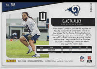 2019 Panini Dakota Allen #285 Rookie