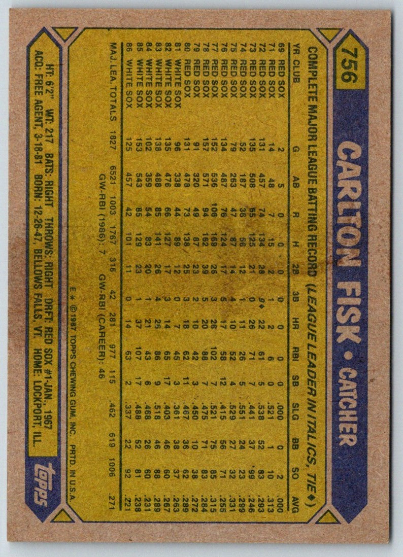 1987 Topps Carlton Fisk