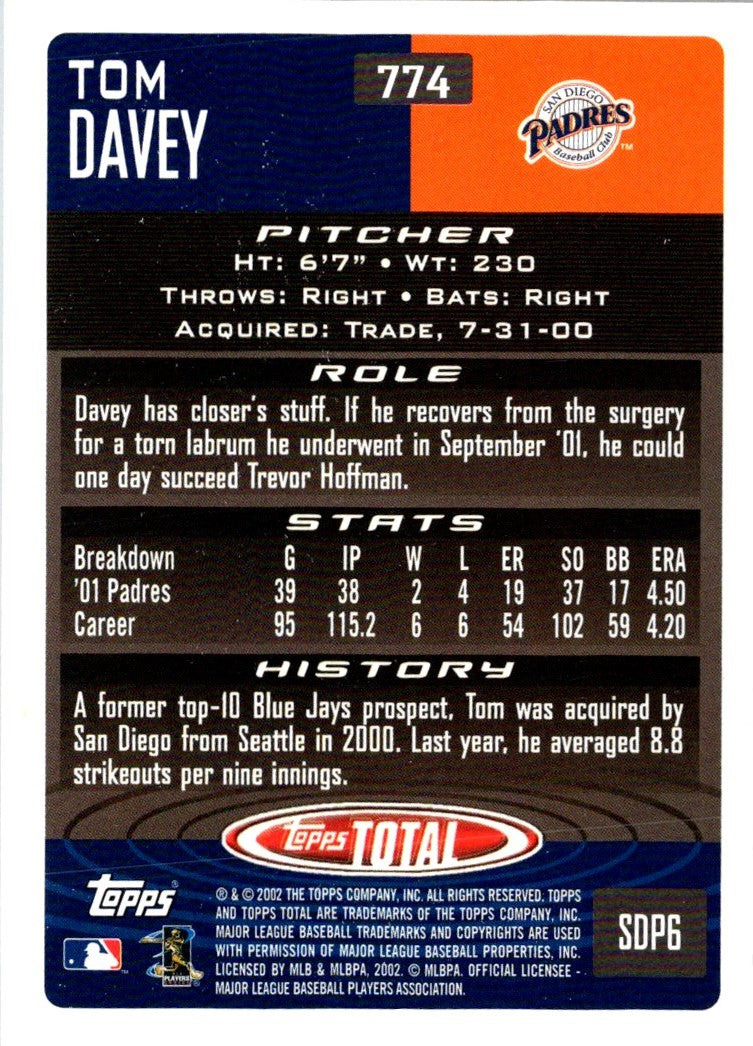 2002 Topps Total Tom Davey