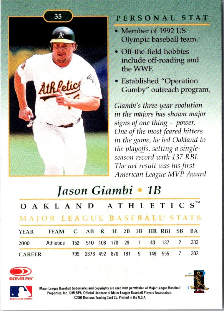 2001 Donruss Studio Jason Giambi