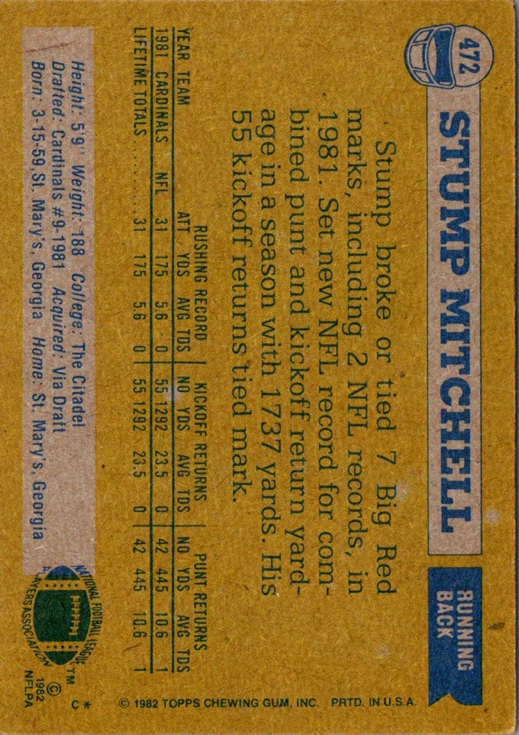 1982 Topps Stump Mitchell