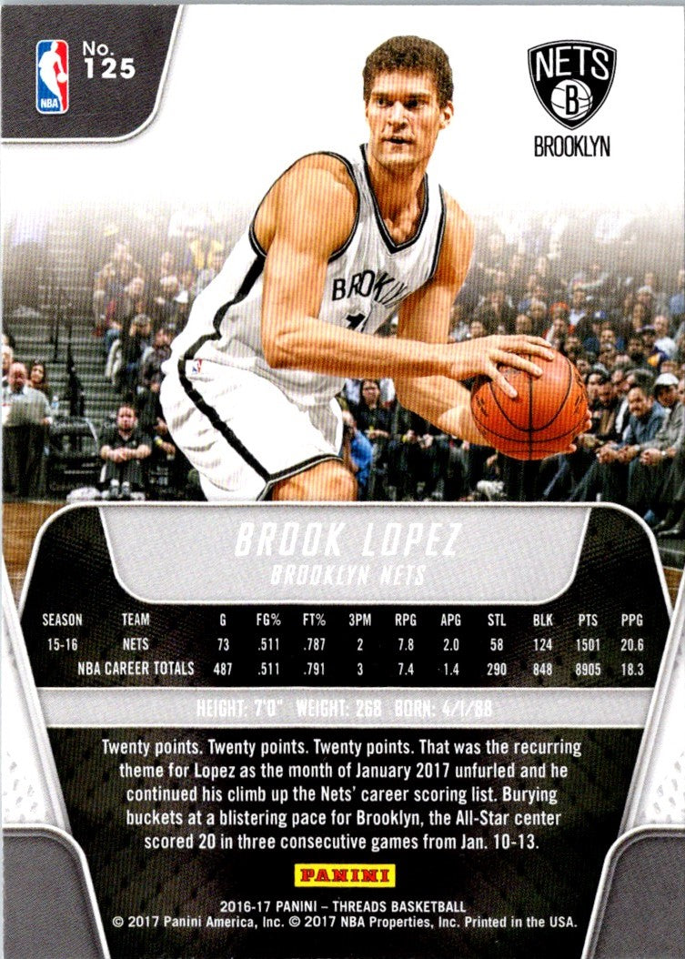 2016 Panini Threads Brook Lopez