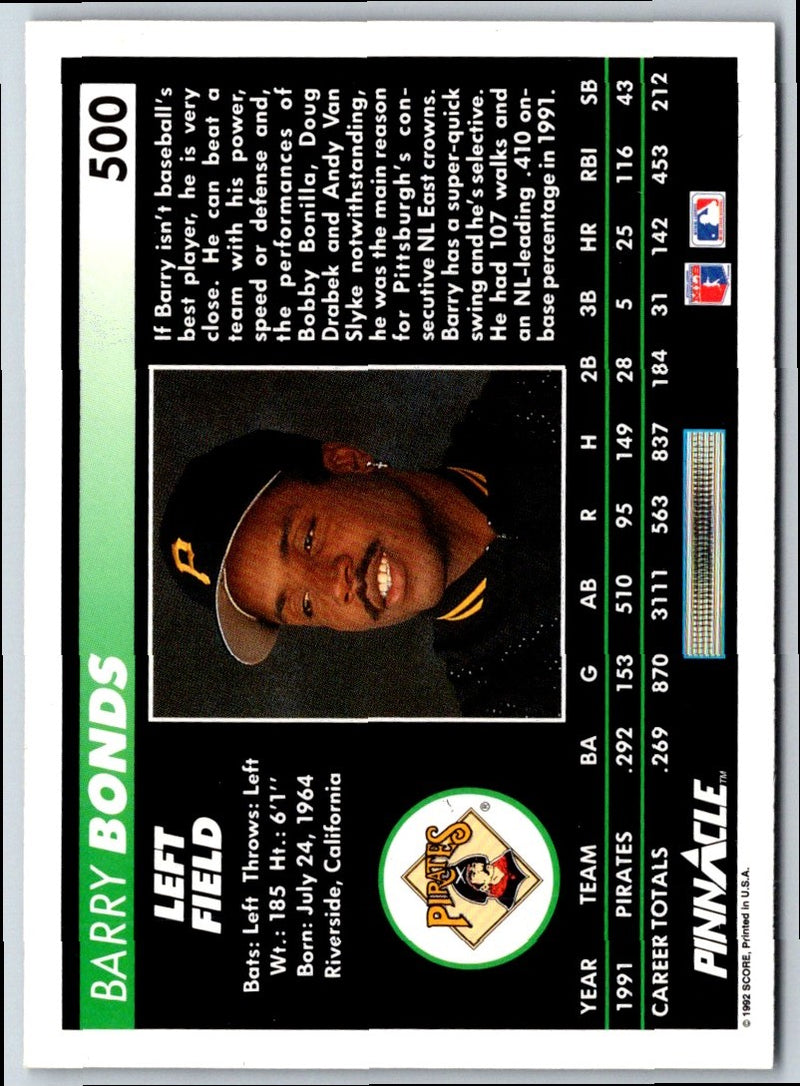 1992 Pinnacle Barry Bonds